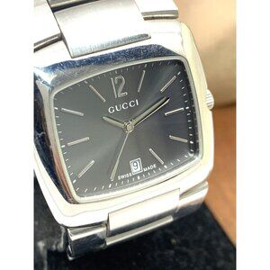 GUCCI Unisex Watch 8500M Swiss Quartz Gray Dial Silver Stainless Steel 34mm